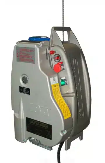 LNX hoist from the Sky Climber OEM catalog; pictured with optional top limit switch